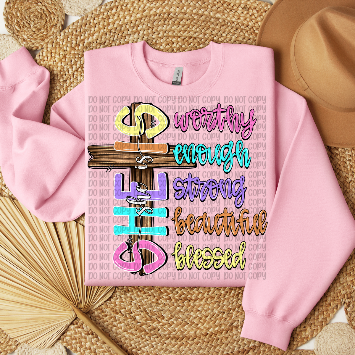 She is neon letters on cross (VP) 102925 DTF transfer