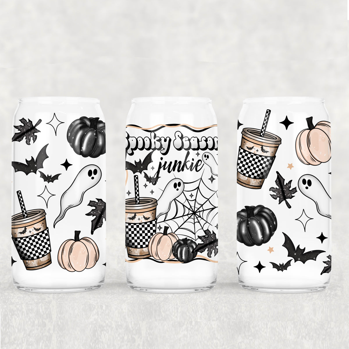 spooky season junkie ghosts bats and pumpkin 4005(CSC) UV DTF WRAP