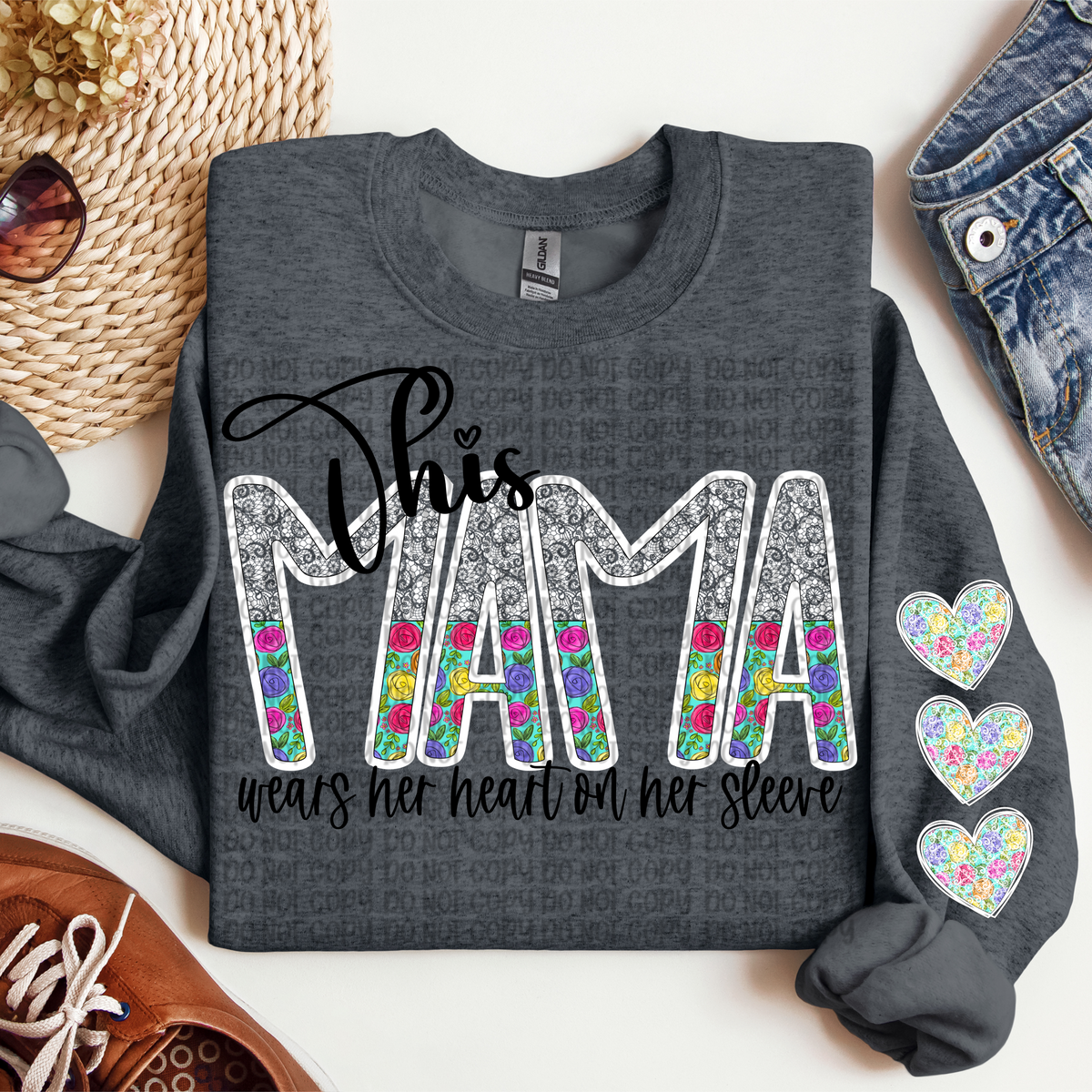 This mama wears her heart on her sleeve (VP) 102939 DTF transfer