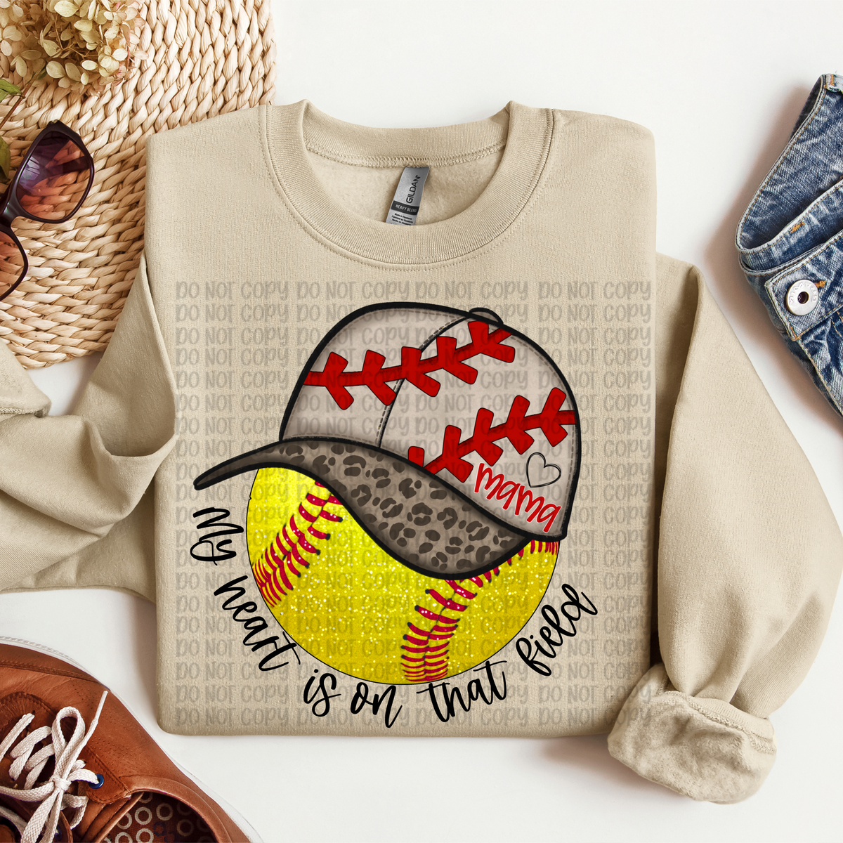 My heart is on the field softball cap (VP) 102859 DTF transfer