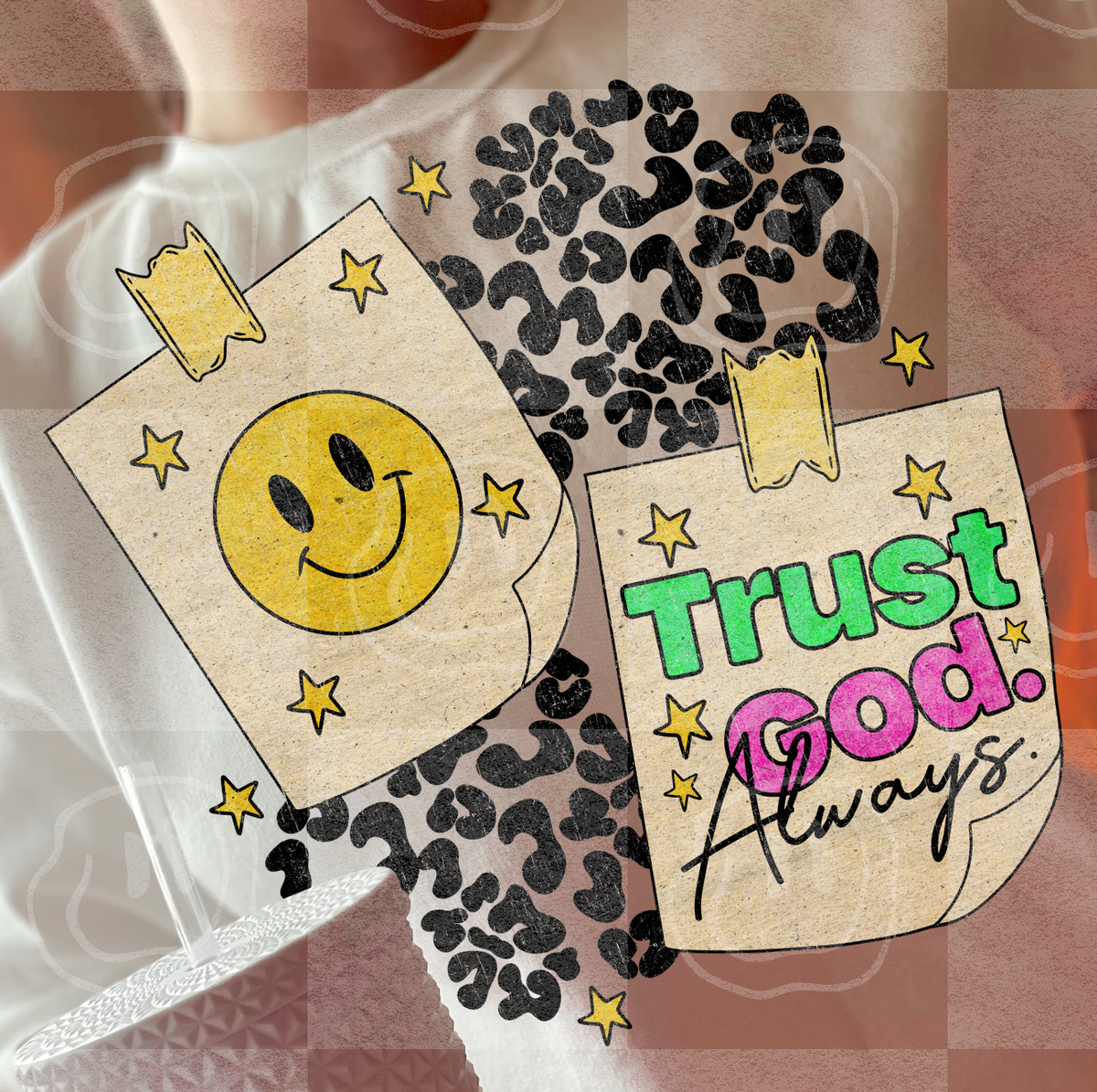 Trust god always sticky note (Unhinged) DTF Transfer