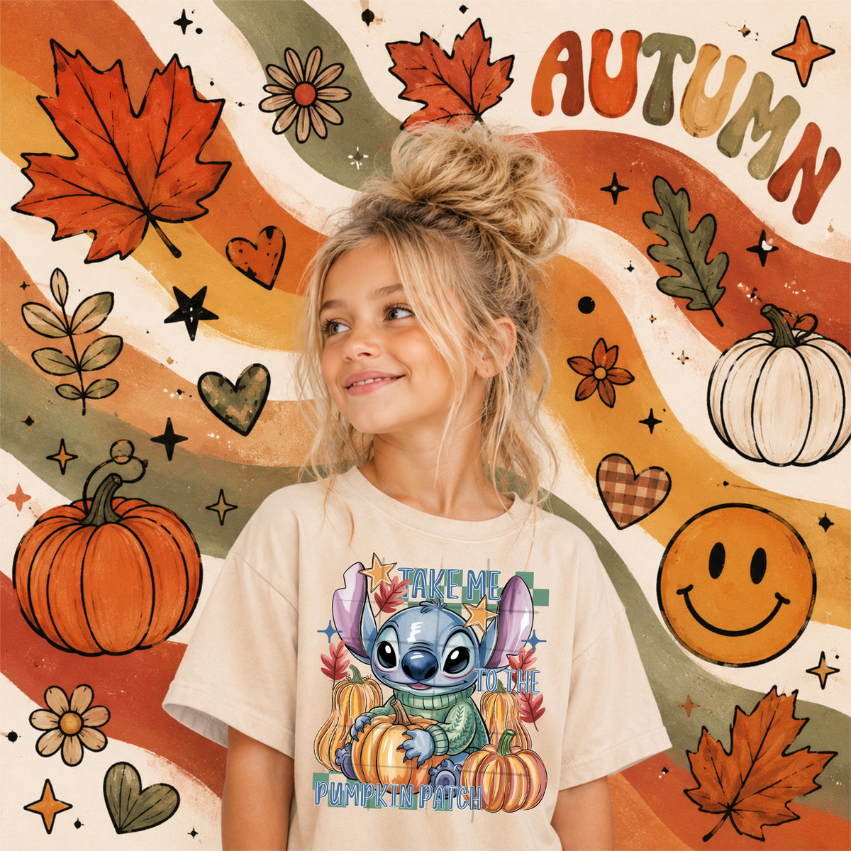 Take me to the pumpkin patch alien DTF Transfer