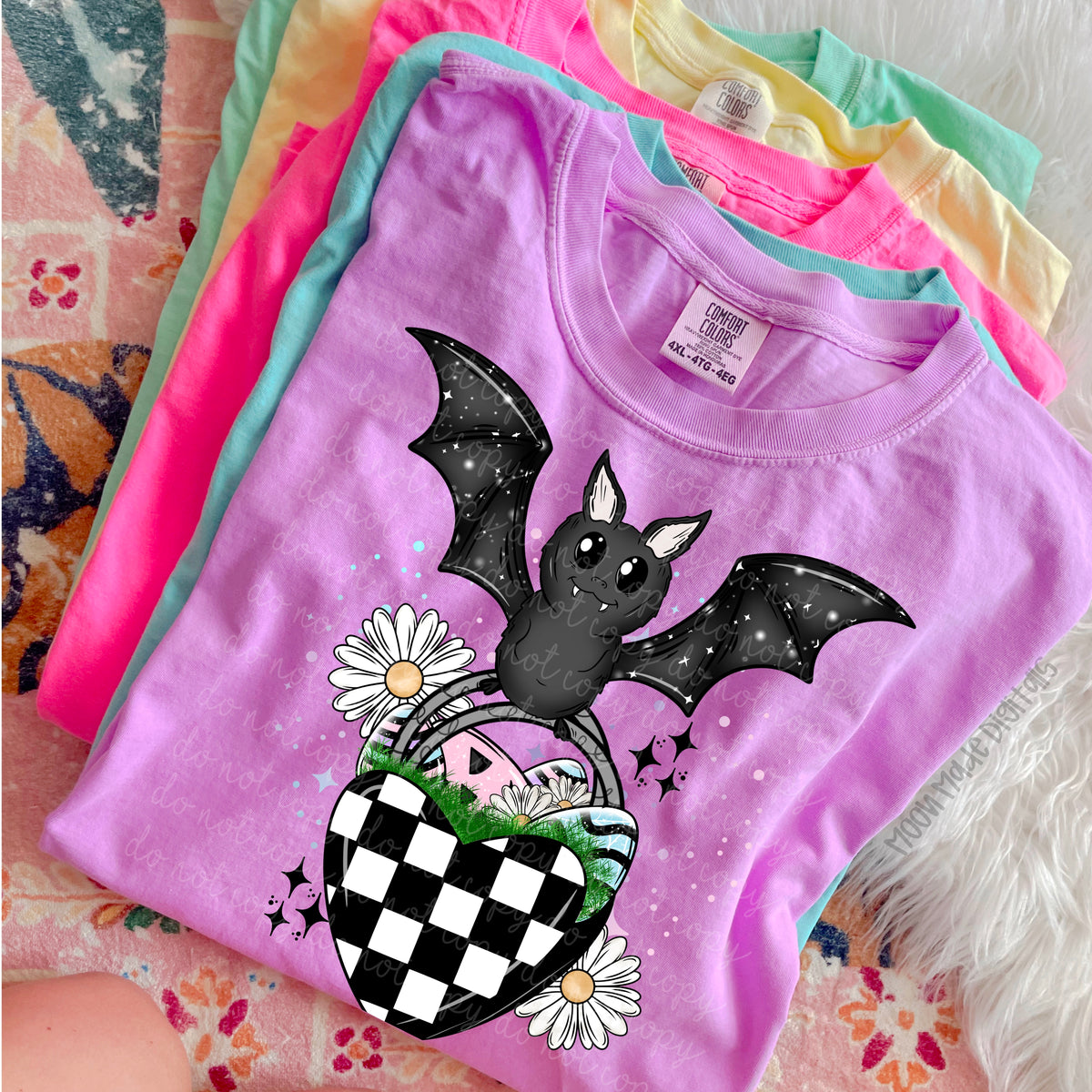 Bat with checkered heart (MMD) DTF transfer