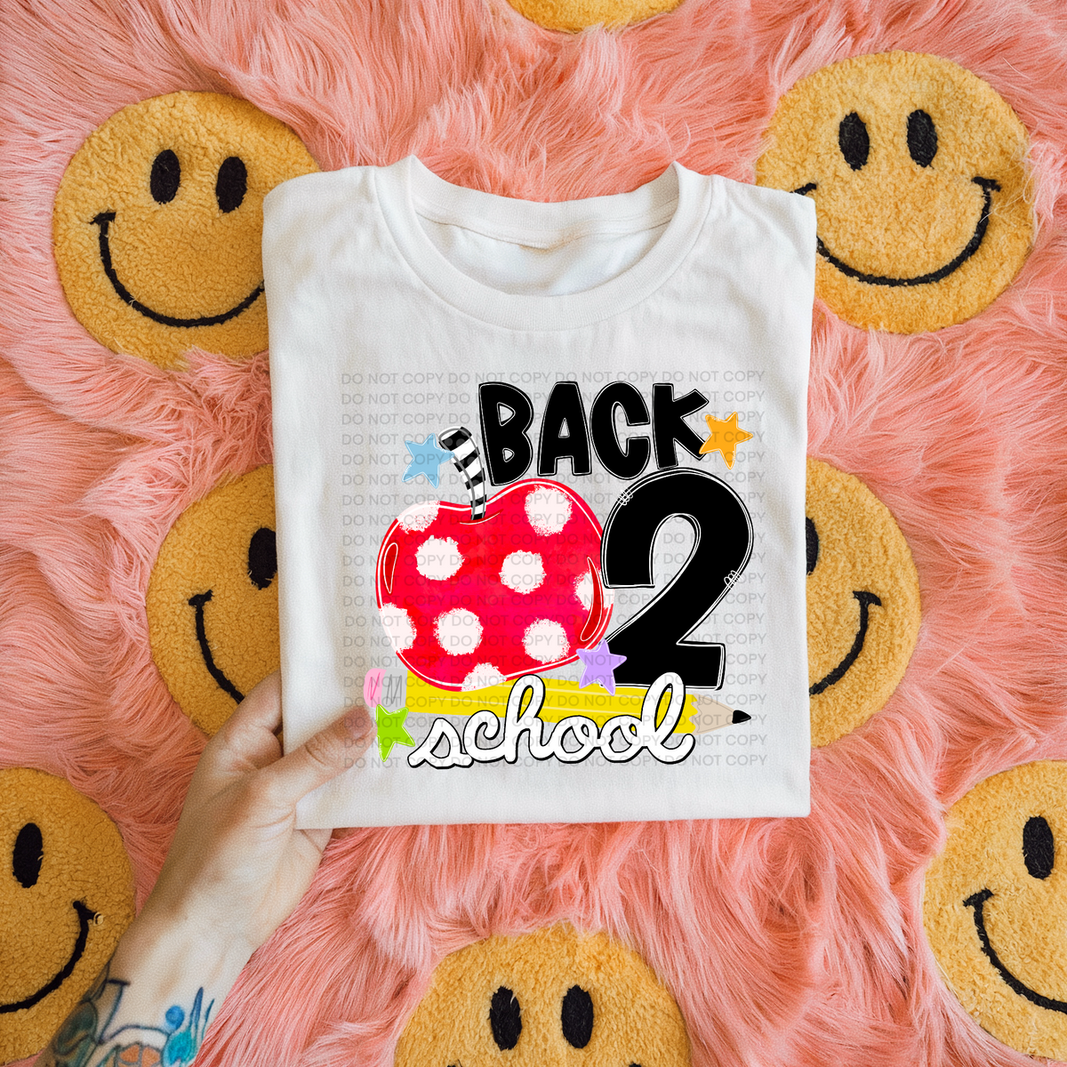 Back 2 school polka dot apple (SCG) DTF Transfer