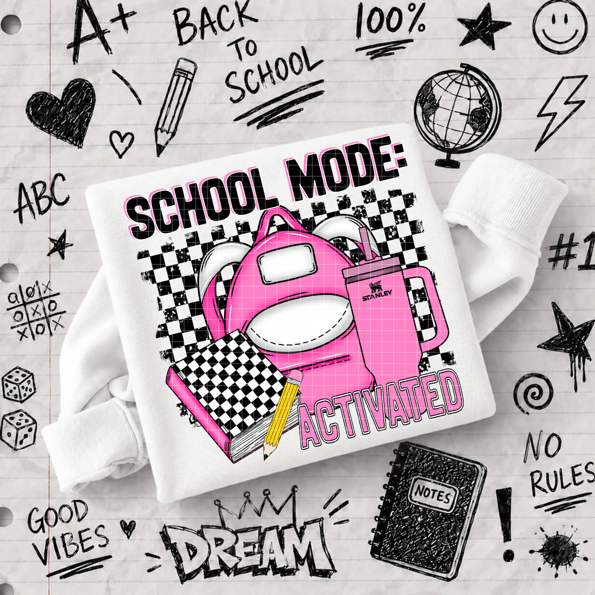School mode activated PINK (DD) DTF Transfer