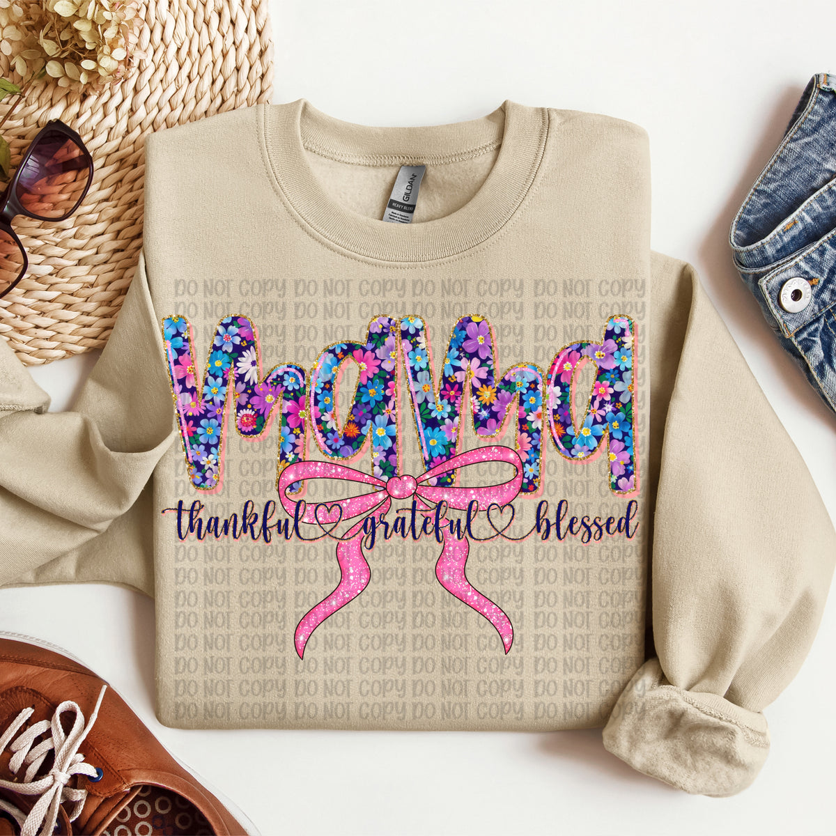 Mama thankful grateful blessed Floral (VP) 102934 DTF transfer
