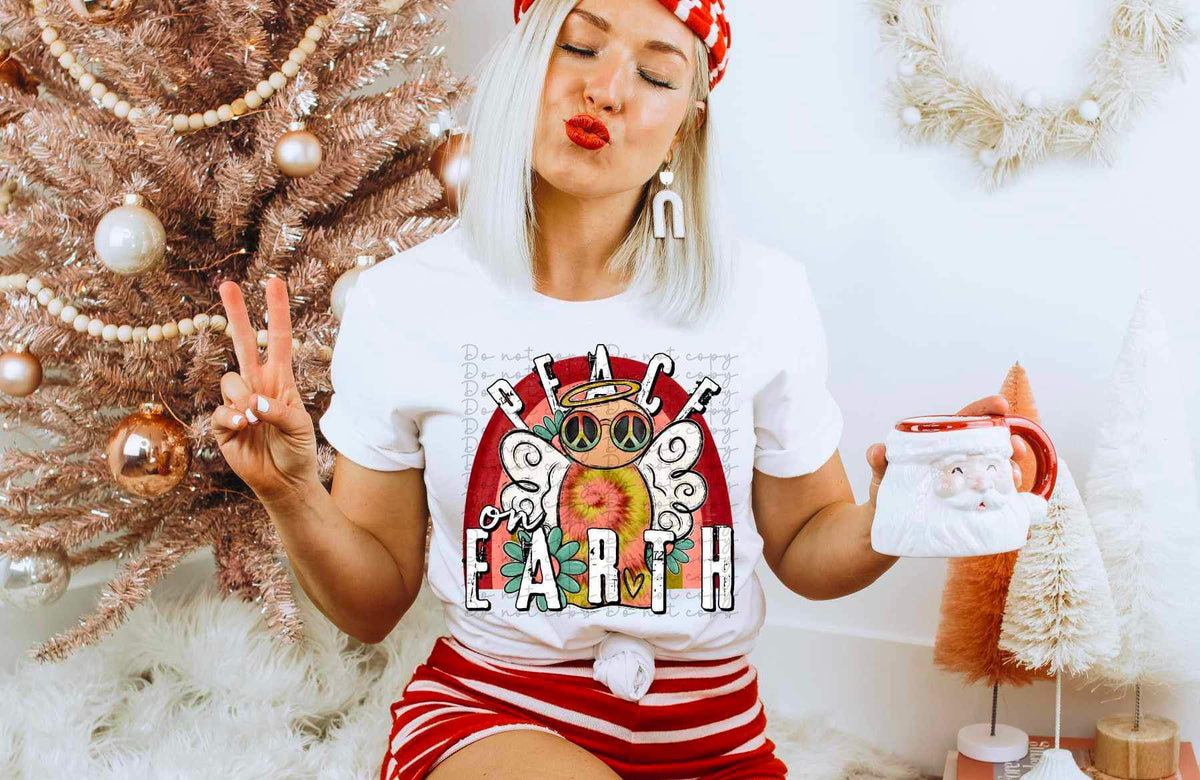 Peace on earth (hippie angel) SLEEVE NOT INCLUDED 10240 DTF TRANSFER