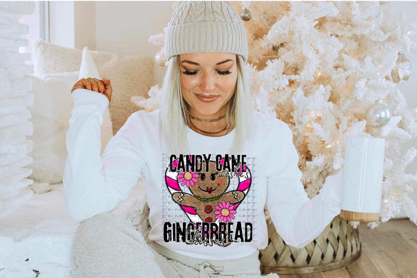 Candy cane gingerbread SLEEVE NOT INCLUDED 10229 DTF TRANSFER