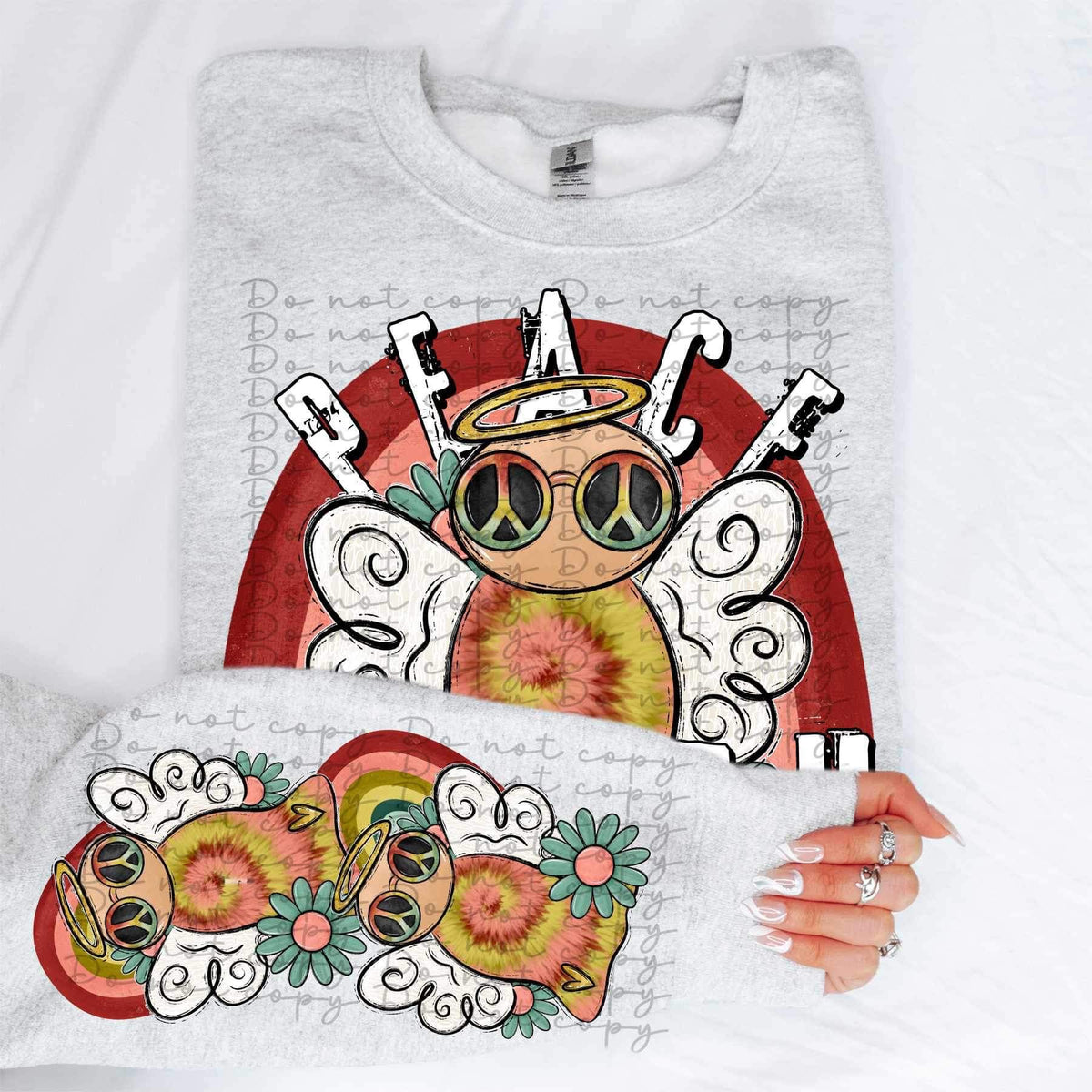 Peace on earth (hippie angel) SLEEVE NOT INCLUDED 10240 DTF TRANSFER
