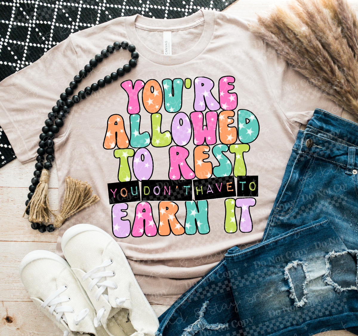 You're allowed to rest (colorful w black) (Two Peas) DTF Transfer