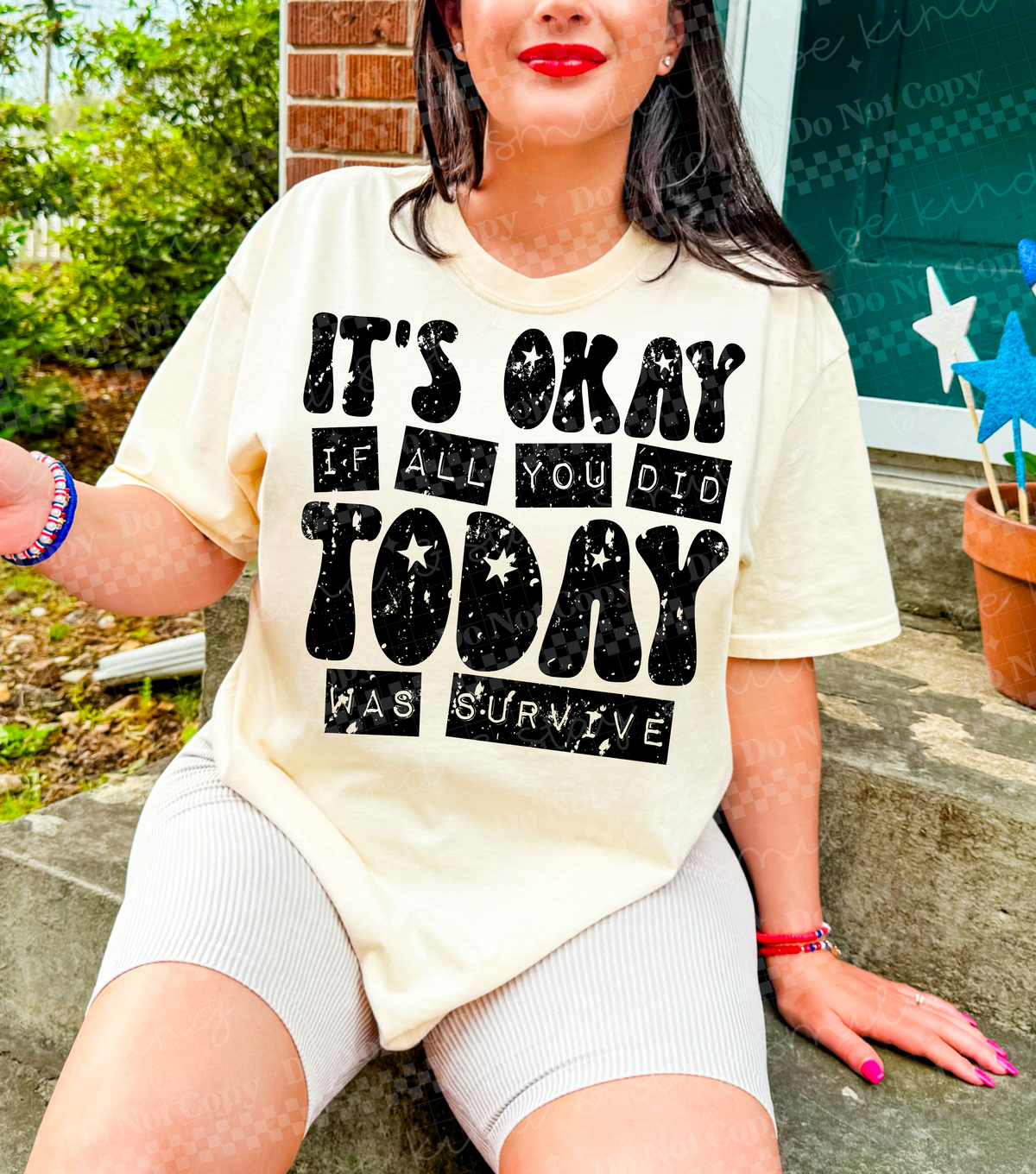 It's okay if all you did today was survive (black) (Two Peas) DTF Transfer