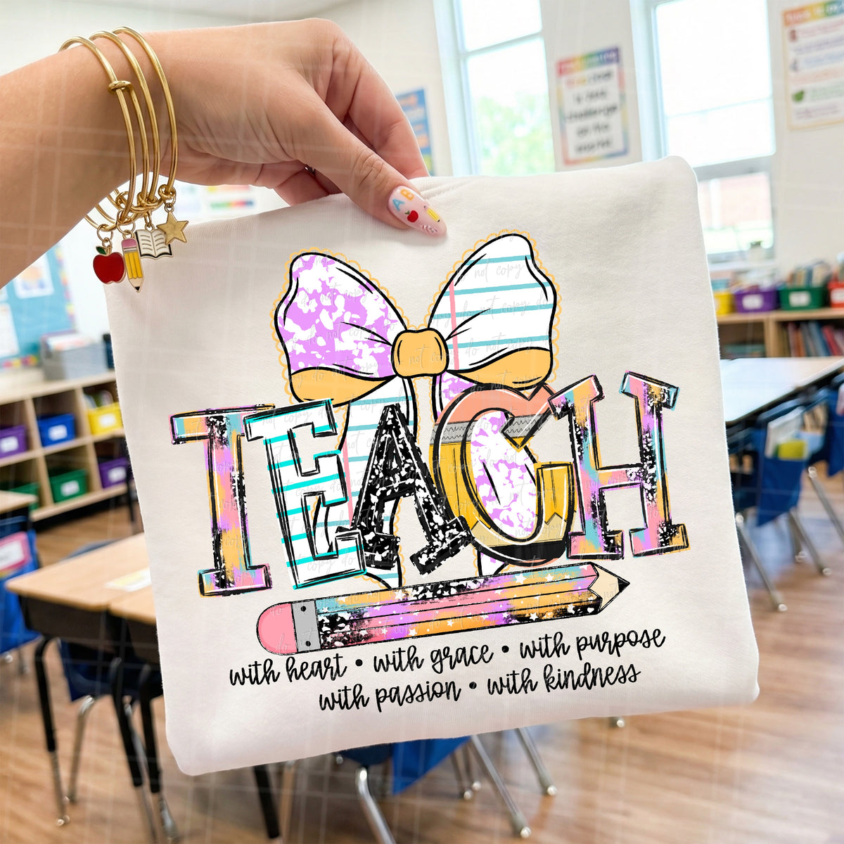 Teach with heart grace purpose (Virgo) DTF Transfer
