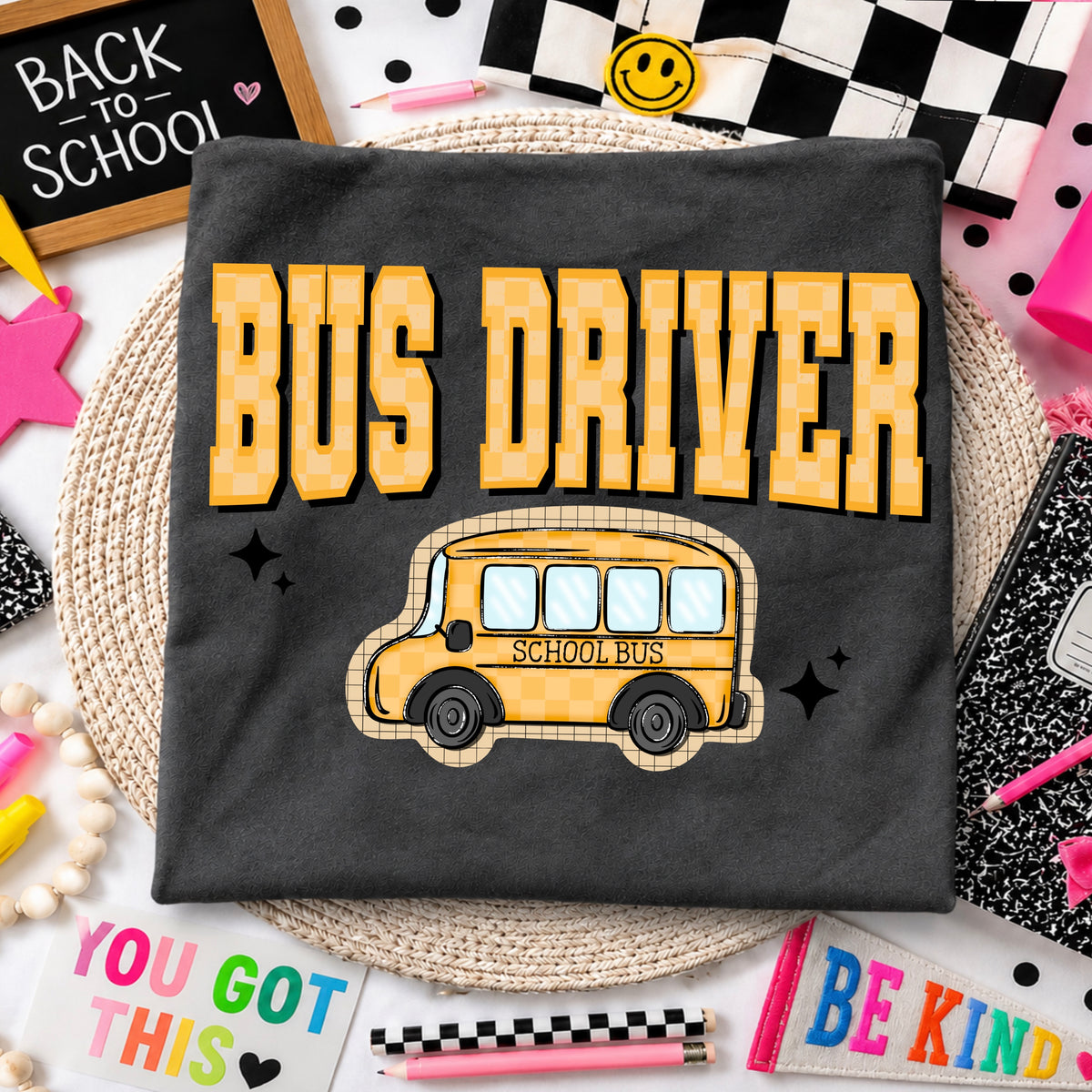 Bis driver yellow checkered (CSC) DTF Transfer