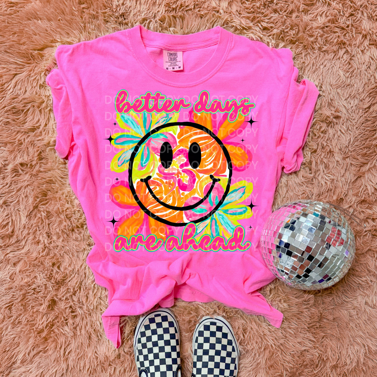 Better days are ahead floral smiley (SCG) DTF transfer