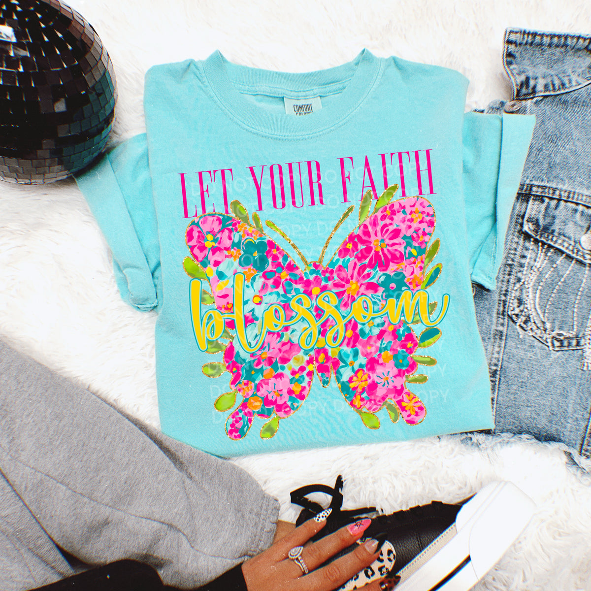 Let your faith blossom floral butterfly (SCG) DTF transfer