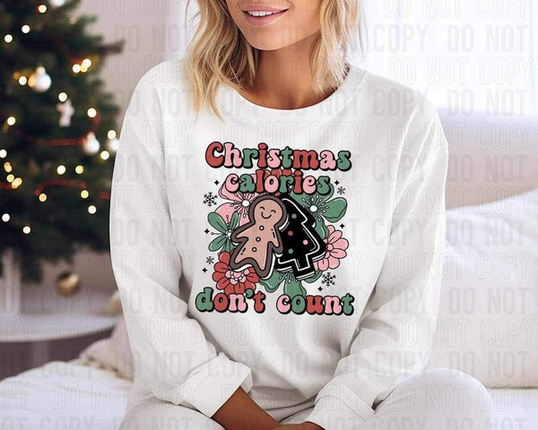 Christmas calories dont count (red, pink and greens floral) 10304 DTF TRANSFER