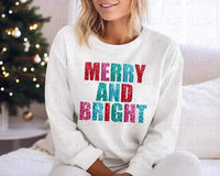 Merry and bright glitter faux 10306 DTF TRANSFER