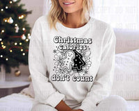 Christmas calories dont count BLACK (floral) 10305 DTF TRANSFER