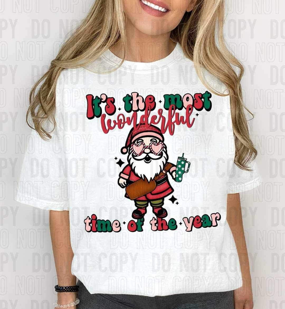 It's the most wonderful time of the year (santa with cup) 10312 DTF TRANSFER