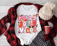 Holly jolly vibes bubble letters 10300 DTF TRANSFER