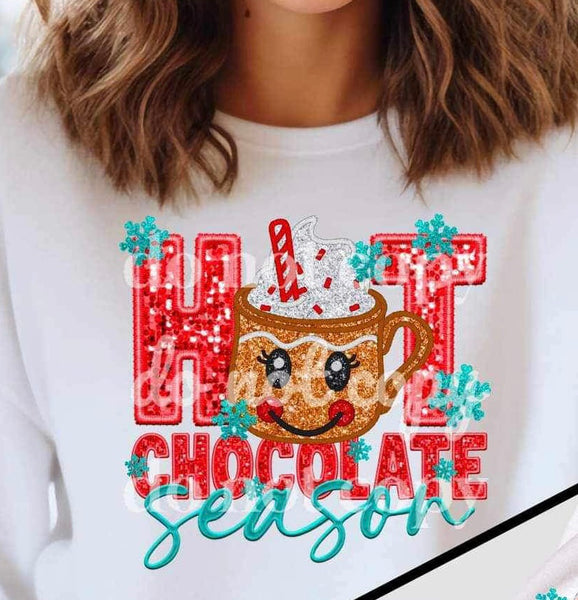 Hot Chocolate Season FAUX  sequins 10317 DTF TRANSFER
