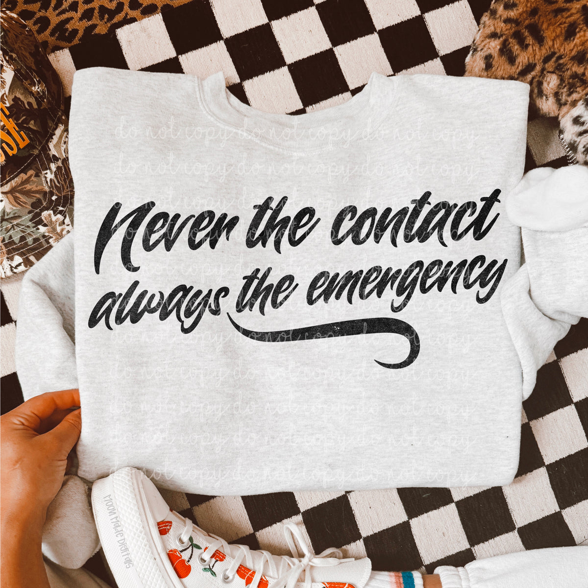 Never the contact always the emergency BLACK (MMD) DTF transfer