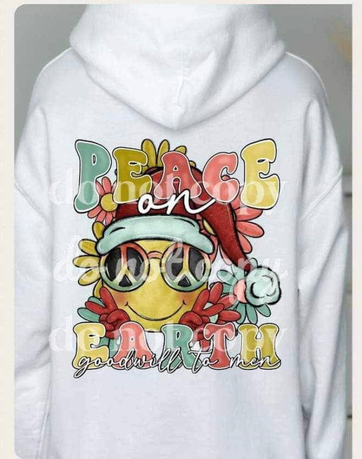 Peace on earth goodwill to men peace smiley BACK 10323 DTF TRANSFER