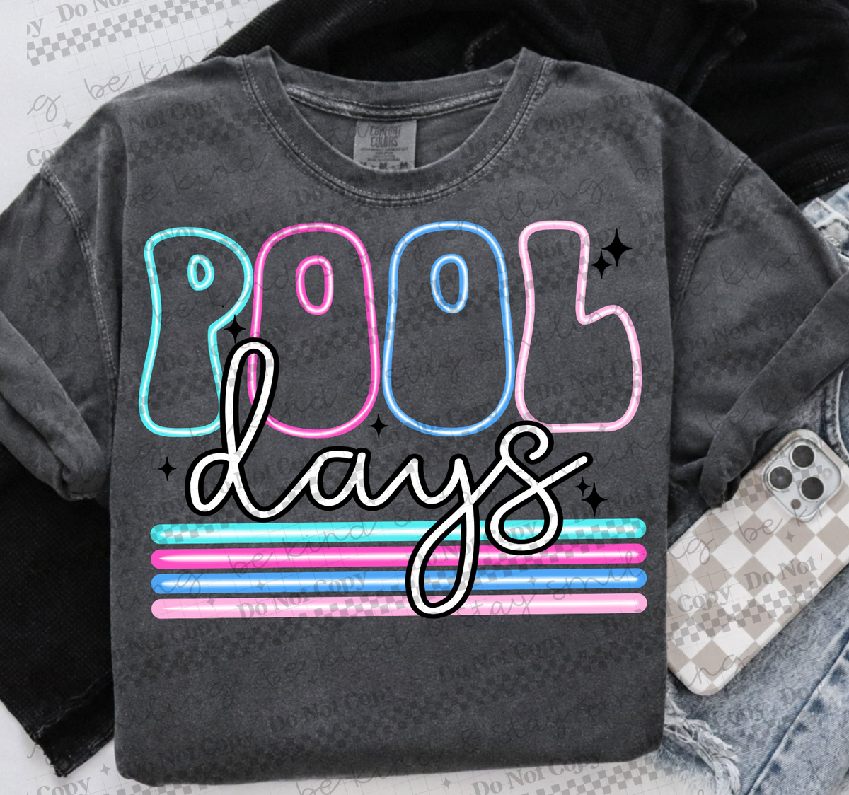 Pool days bubble letters (CMLD) DTF Transfe