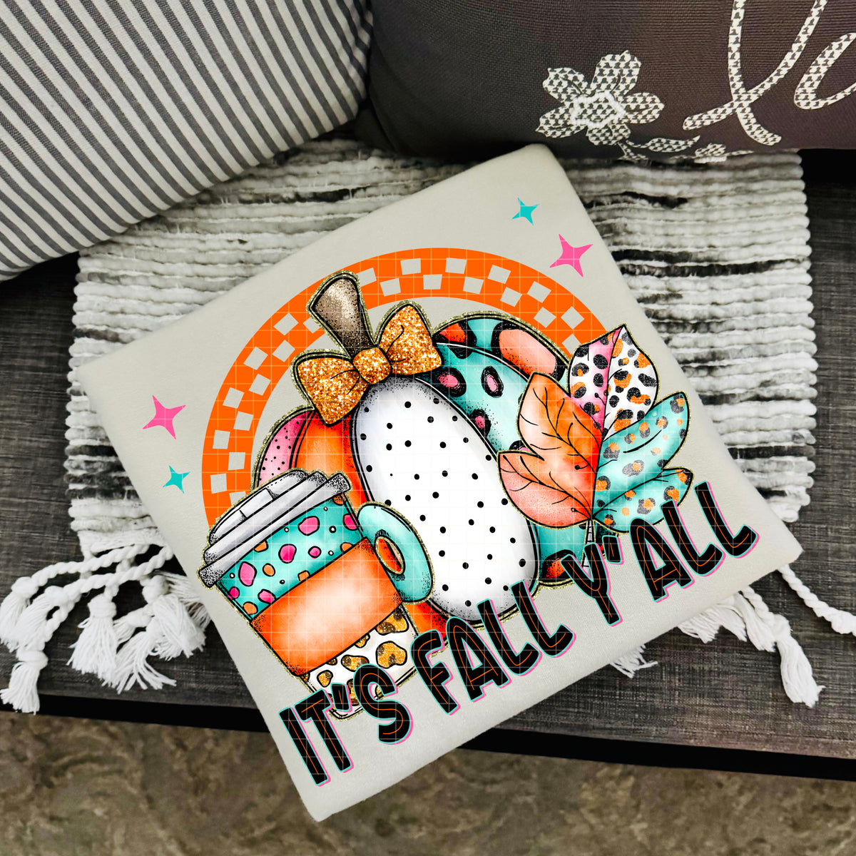 It's fall ya'll colorful pumpkin (DD) DTF Transfer