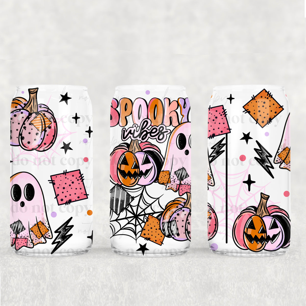 4627 spooky vibes colorful patched up pumpkins and ghosts (CSC) UV DTF WRAP