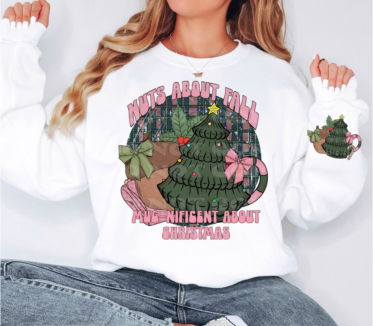 Nuts about fall mug nificent about christmas 34523 DTF transfer