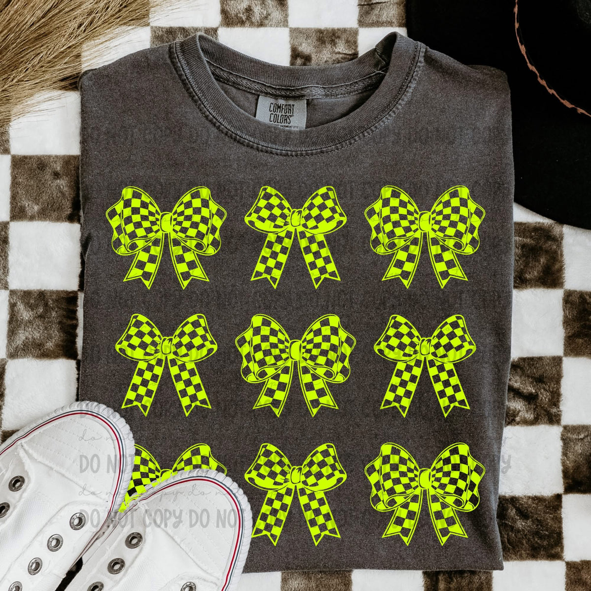 Checked Bow Yellow (Revel) 83389 DTF Transfer