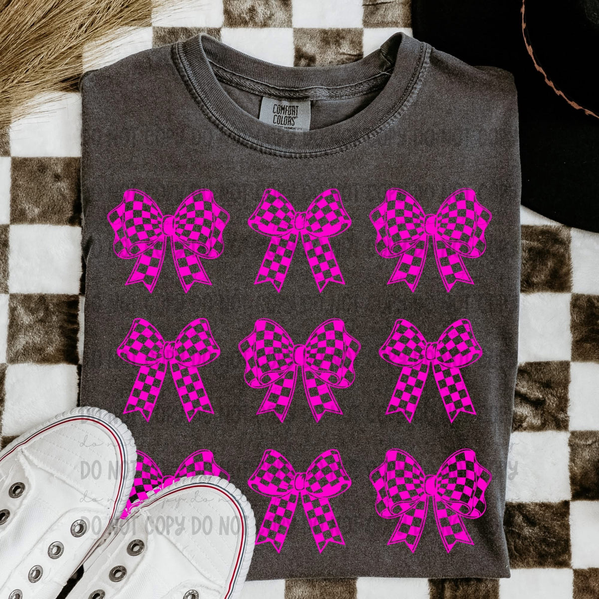 Checked Bow Purple (Revel) 83392 DTF Transfer