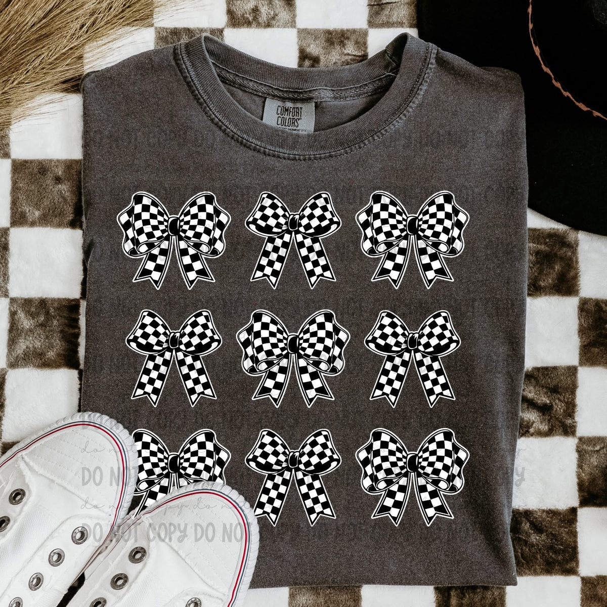 Checked Bow Black & White  (Revel) 83394 DTF Transfer
