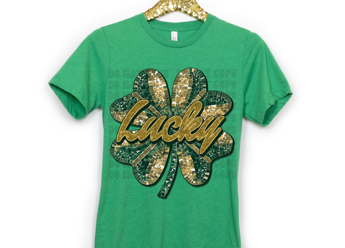 Lucky Glitter Clover (Starlight) DTF transfer