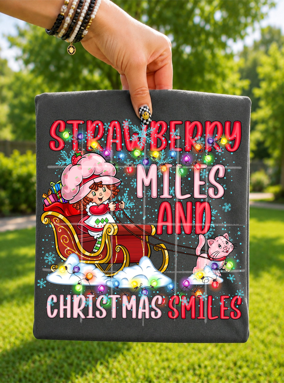 Strawberry miles and Christmas smiles (TDC) DTF Transfer