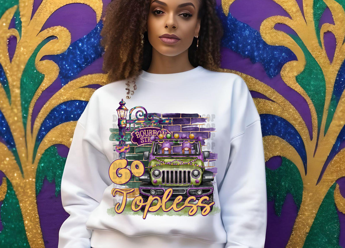 Go Topless Mardi Gras (Starlight) DTF transfer