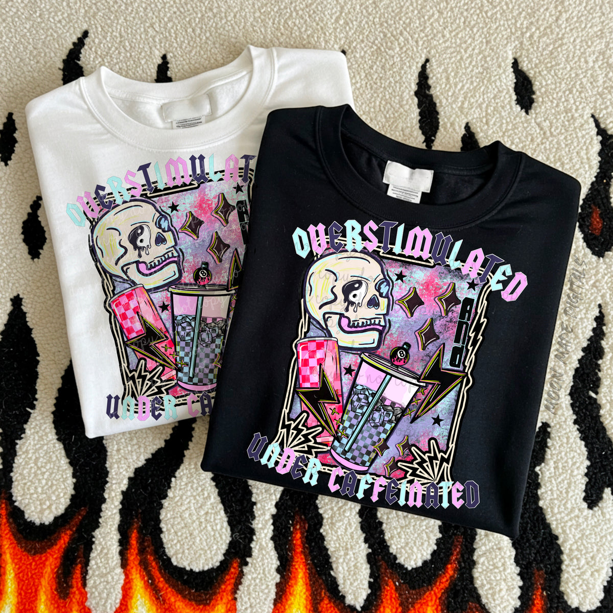 Overstimulated Undercaffeinated (Moonmade) DTF transfer