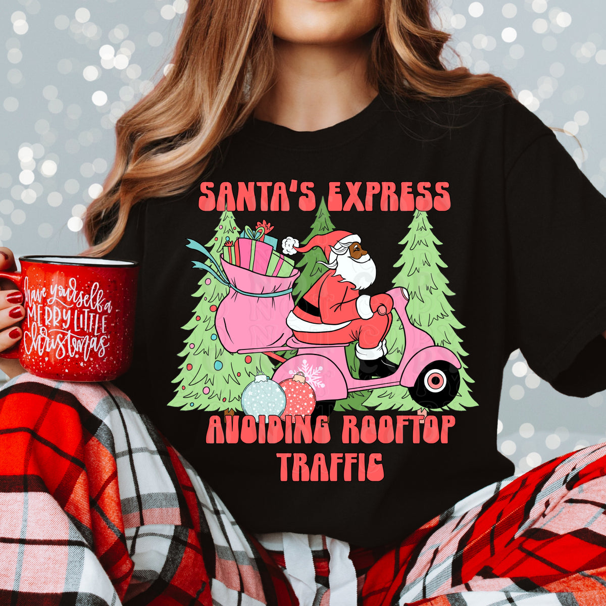 Santas express avoiding rooftop traffic (VIRGO) 34546 DTF transfer