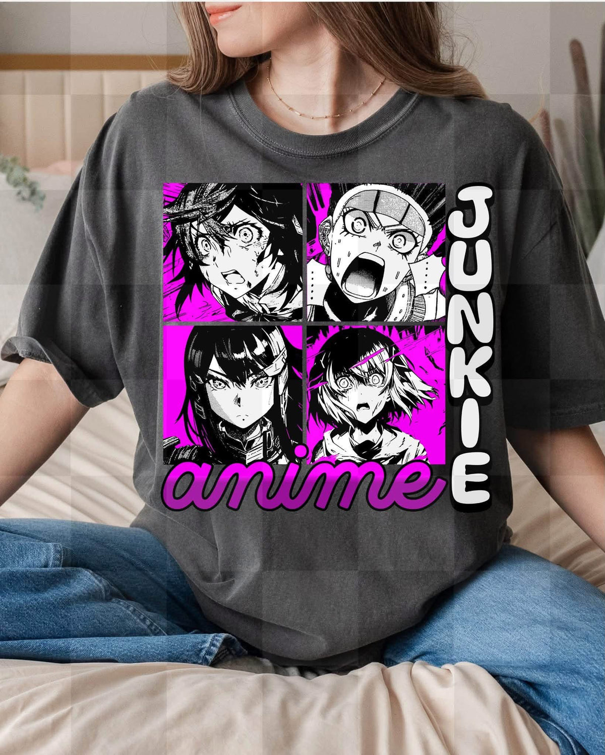 Anime junkie square PURPLE (Lyttle) DTF Transfer