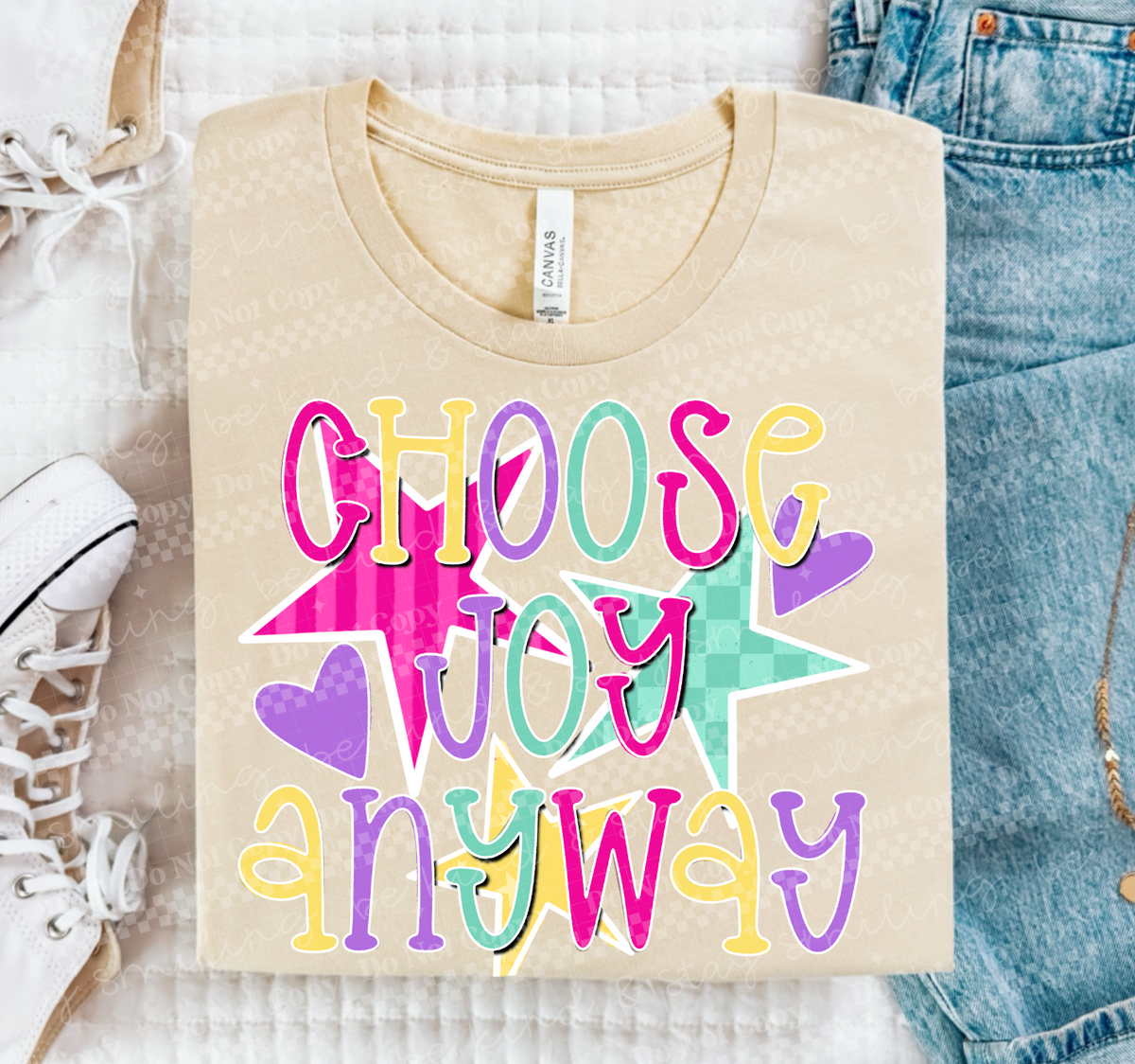 Choose joy anyways white outline (CMLD) DTF Transfer