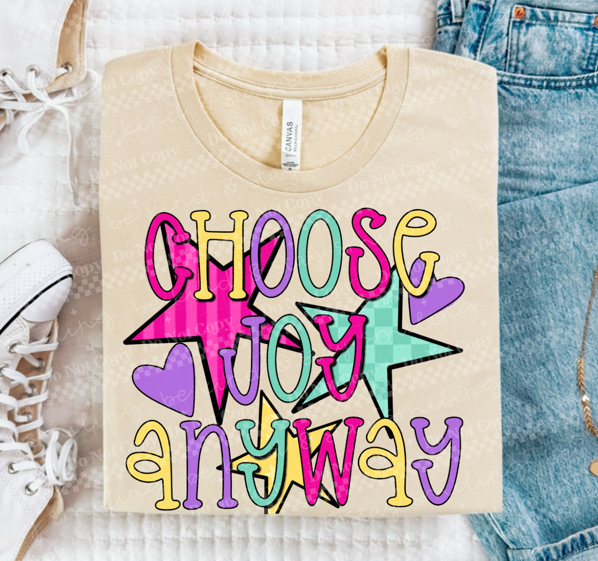 Choose joy anyways black outline (CMLD) DTF Transfer
