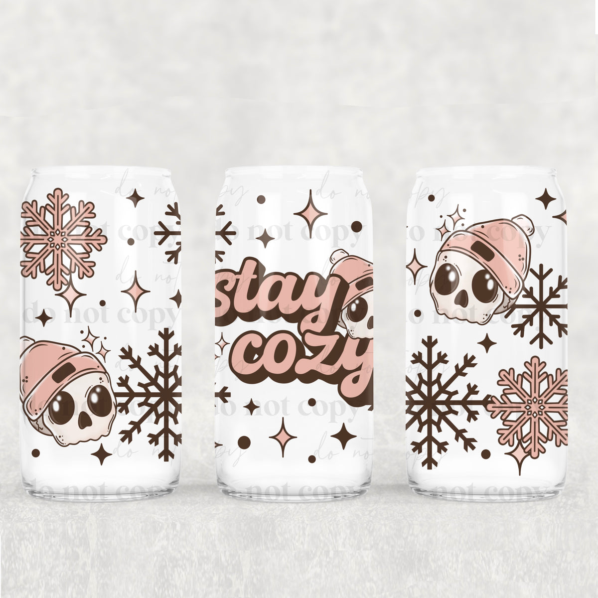 4942 stay cozy skull pink hat (CSC) UV DTF WRAP