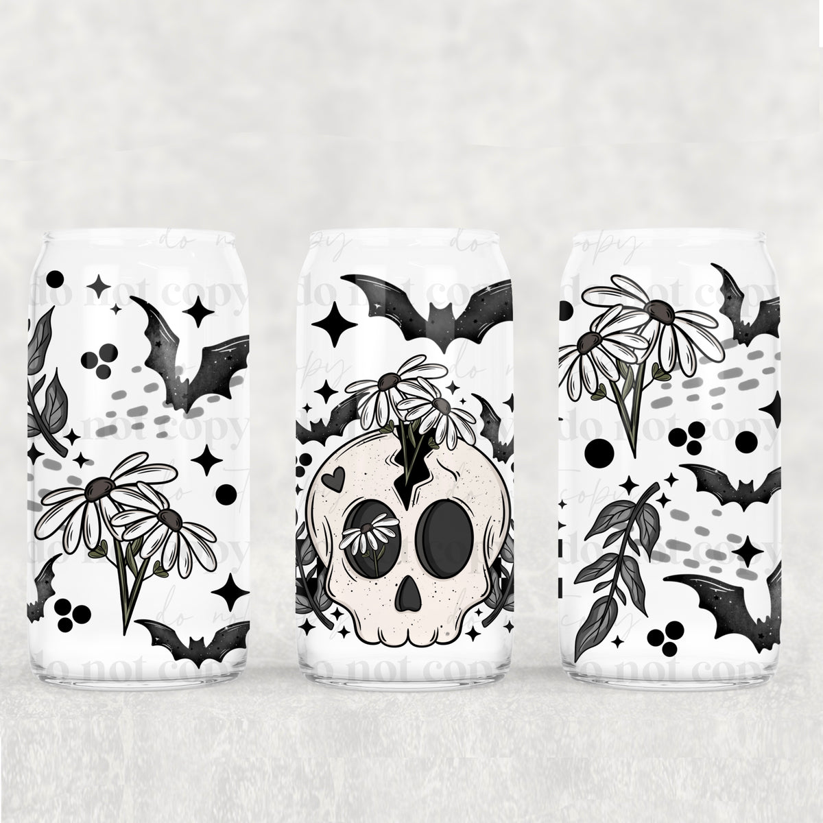 skull with flower coming out of it 4959(CSC) UV DTF WRAP
