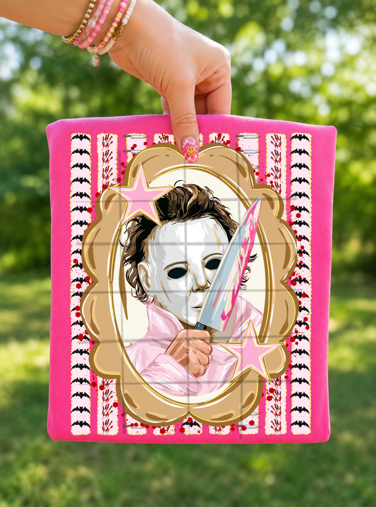 Mike Halloween stripes oval frame and stars (TDC) DTF Transfer