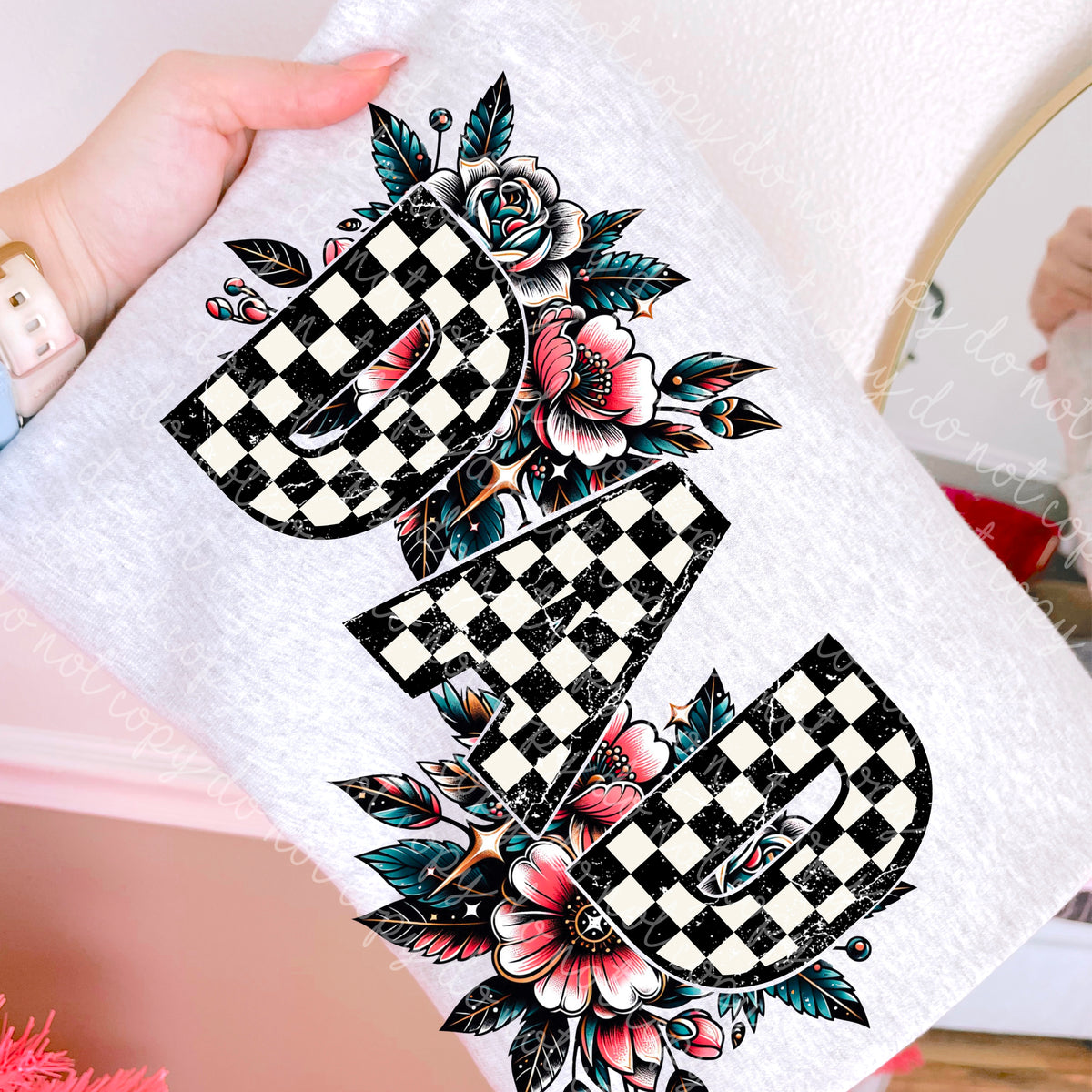 Dad checkered with flowers (MMD) 101022 DTF transfer