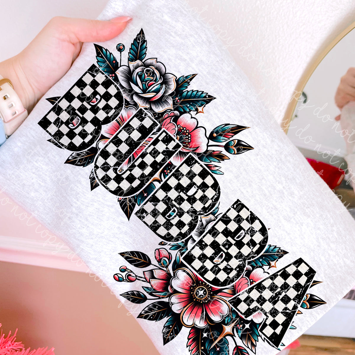 Bubba checkered with flowers (MMD) 101021 DTF transfer