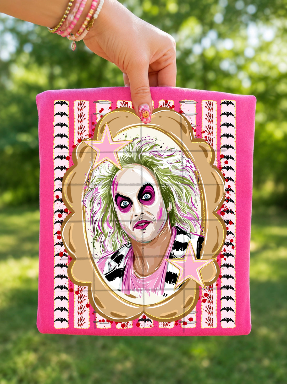 Bjuice Halloween stripes oval frame and stars (TDC) DTF Transfer