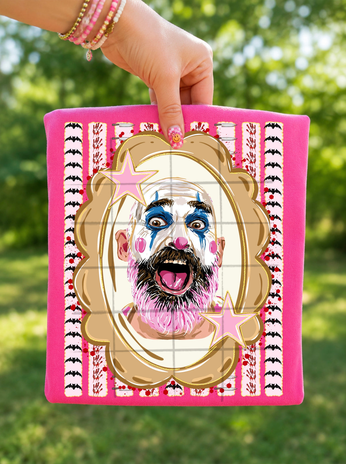 Captain S Halloween stripes oval frame and stars (TDC) DTF Transfer