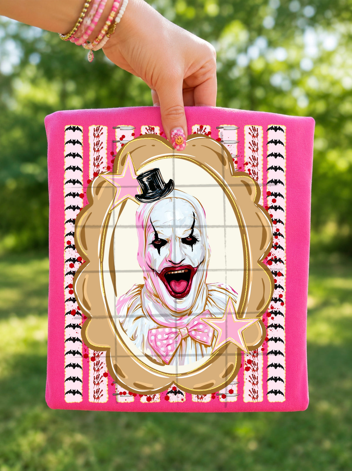Art Halloween stripes oval frame and stars (TDC) DTF Transfer